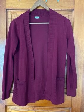 debut Open-Front Wine Red Cardigan